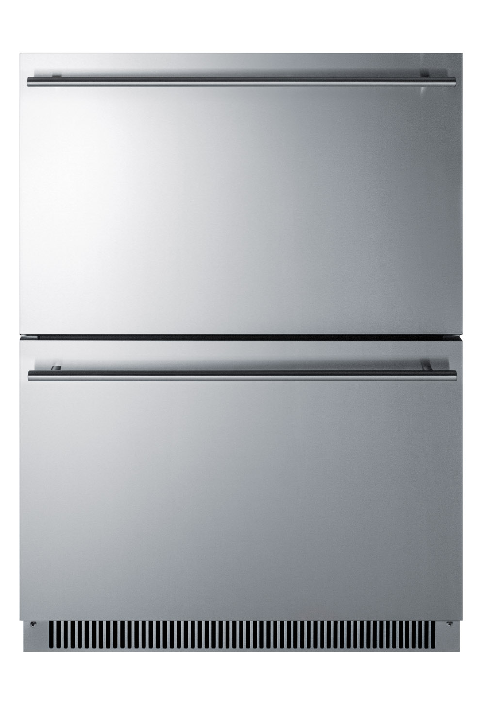 Commercially listed ENERGY STAR certified 2-drawer all-refrigerator in stainless steel designed for indoor or outdoor use under standard or ADA compliant counters